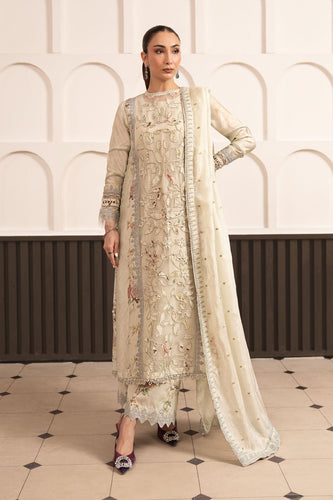 3 Piece Embroidered Raw Silk Suit for Women – Light Yellow