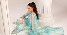 Load image into Gallery viewer, Ferozi Light Blue 3 Piece Embroidered Organza Suit