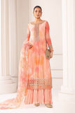 3 Piece Embroidered Organza Suit in Pink