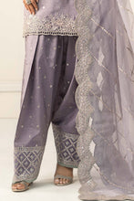 Load image into Gallery viewer, 3 Piece Embroidered Raw Silk Suit for Women - Purple