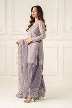 Load image into Gallery viewer, 3 Piece Embroidered Raw Silk Suit for Women - Purple