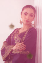 Load image into Gallery viewer, 3 Piece Embroidered Raw Silk Angrakha Suit - Purple