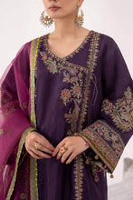 Load image into Gallery viewer, 3 Piece Embroidered Raw Silk Angrakha Suit - Purple