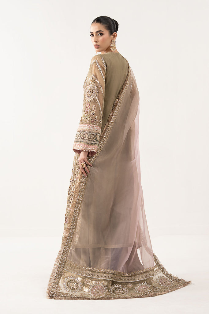 Maria.B 3 Piece Embroidered Organza Suit – Coffee Brown