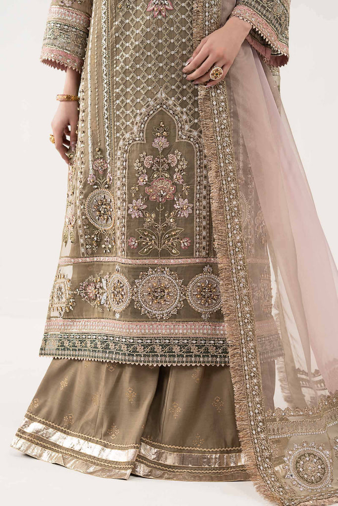 Maria.B 3 Piece Embroidered Organza Suit – Coffee Brown