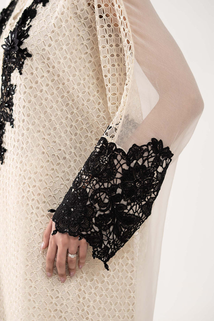 3 Piece Embroidered Chiffon Suit for Women - Off-White