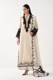 3 Piece Embroidered Chiffon Suit for Women - Off-White