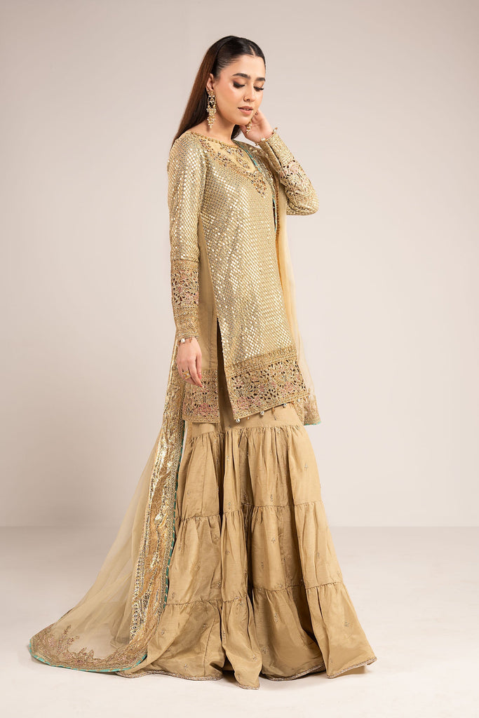 3 Piece Apple Green Embroidered Chiffon Suit