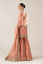 Load image into Gallery viewer, Embroidered Raw Silk Gharara Suit in Pink