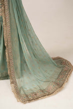 Load image into Gallery viewer, 3 Piece Embroidered Raw Silk Gharara Suit for Women – Green