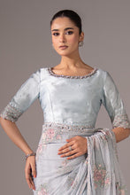 Load image into Gallery viewer, Blue Embroidered Chiffon Saree for Women