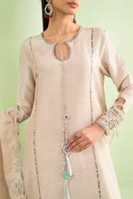 Load image into Gallery viewer, 3 Piece Embroidered Raw Silk Sharara Suit - Beige