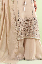 Load image into Gallery viewer, 3 Piece Embroidered Raw Silk Sharara Suit - Beige
