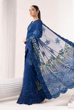 Load image into Gallery viewer, Embroidered Chiffon Saree with Organza Blouse – Blue