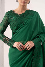 Load image into Gallery viewer, Embroidered Chiffon Saree with Blouse and Petticoat - Green
