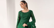 Load image into Gallery viewer, Embroidered Chiffon Saree with Blouse and Petticoat - Green