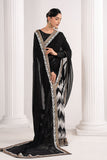 Black Embroidered Chiffon Saree with Petticoat