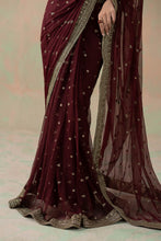 Load image into Gallery viewer, Maroon Embroidered Net Saree