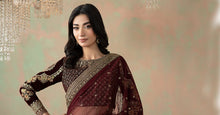 Load image into Gallery viewer, Maroon Embroidered Net Saree