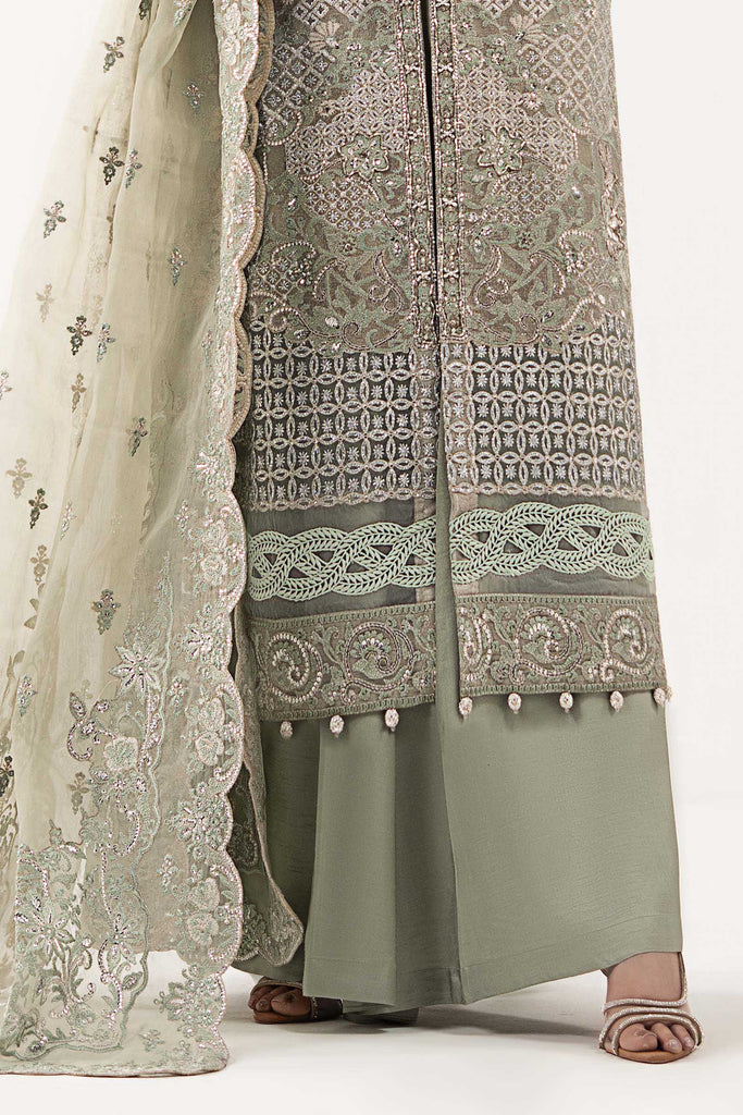 Embroidered Organza Suit for Women – Sea Green
