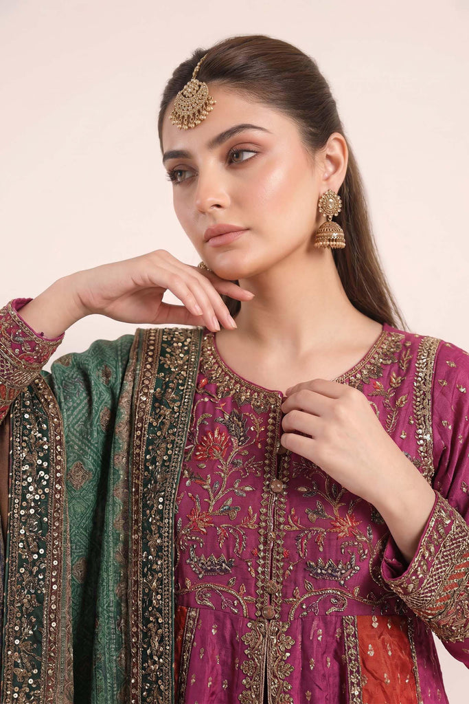 3 Piece Embroidered Silk Lurex Jacquard Suit – Pink
