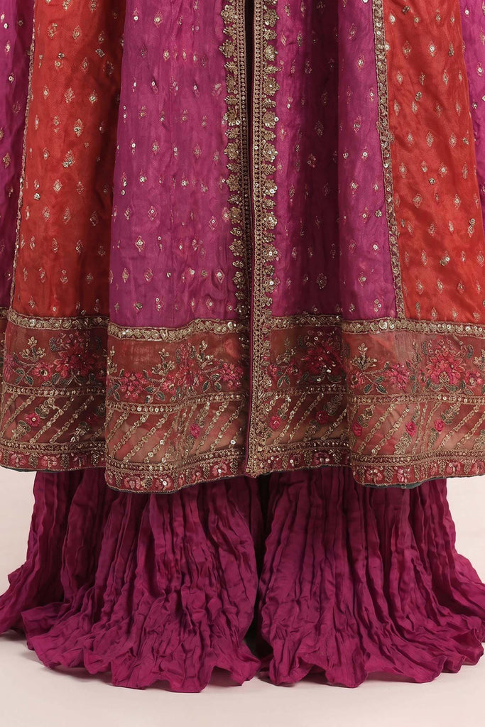 3 Piece Embroidered Silk Lurex Jacquard Suit – Pink