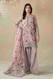 Lilac Purple Organza 3 Piece Embroidered Suit