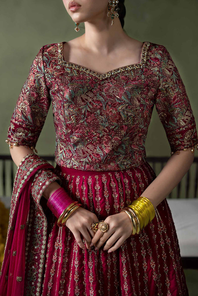 Pink Velvet Embroidered Lehenga Suit – 3 Piece