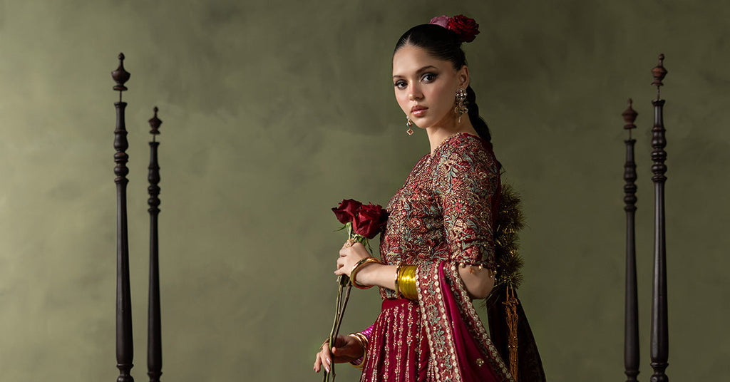 Pink Velvet Embroidered Lehenga Suit – 3 Piece