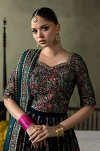 Load image into Gallery viewer, Teal Blue Velvet Lehenga Suit – 3 Piece