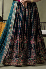 Load image into Gallery viewer, Teal Blue Velvet Lehenga Suit – 3 Piece