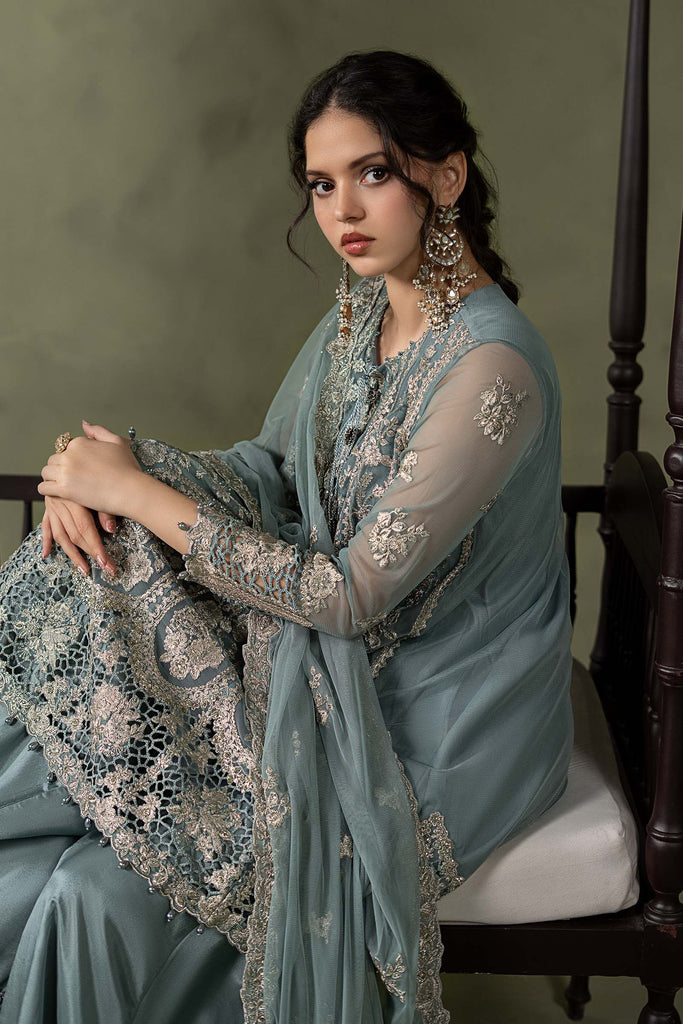 Sea Green Embroidered Net Suit – 3 Piece