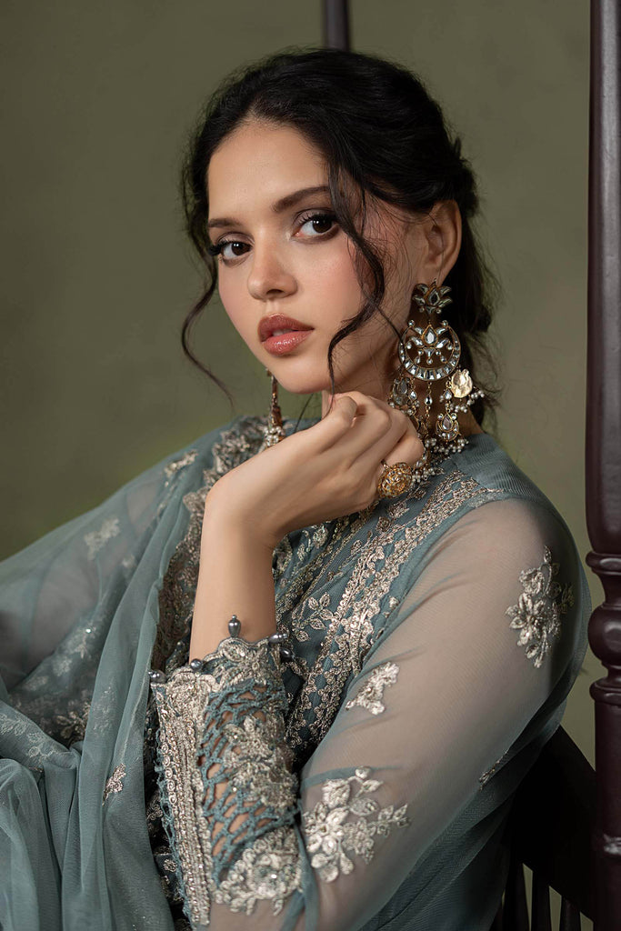 Sea Green Embroidered Net Suit – 3 Piece