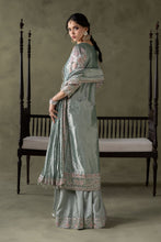 Load image into Gallery viewer, Light Blue Zari Tissue Embroidered Suit – 3 Piece