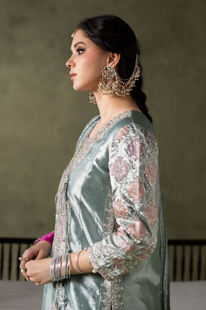 Light Blue Zari Tissue Embroidered Suit – 3 Piece
