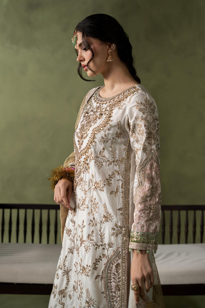 Off-White Raw Silk 3 Piece Embroidered Suit