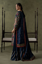 Load image into Gallery viewer, Dark Blue Embellished Raw Silk Suit – 3 Piece