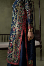 Load image into Gallery viewer, Dark Blue Embellished Raw Silk Suit – 3 Piece