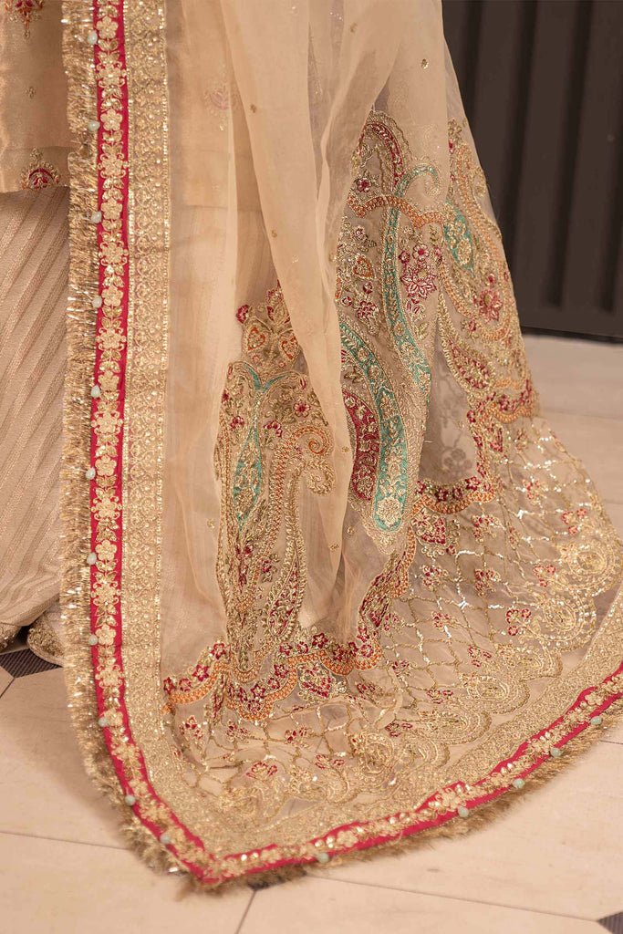 Embroidered Tissue 3 Piece Suit - Golden