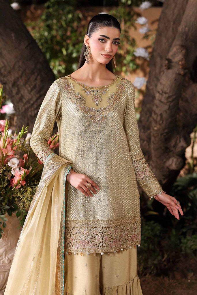 3 Piece Apple Green Embroidered Chiffon Suit