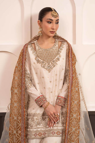 Cotton Lurex 3 Piece Embroidered Suit - Off White
