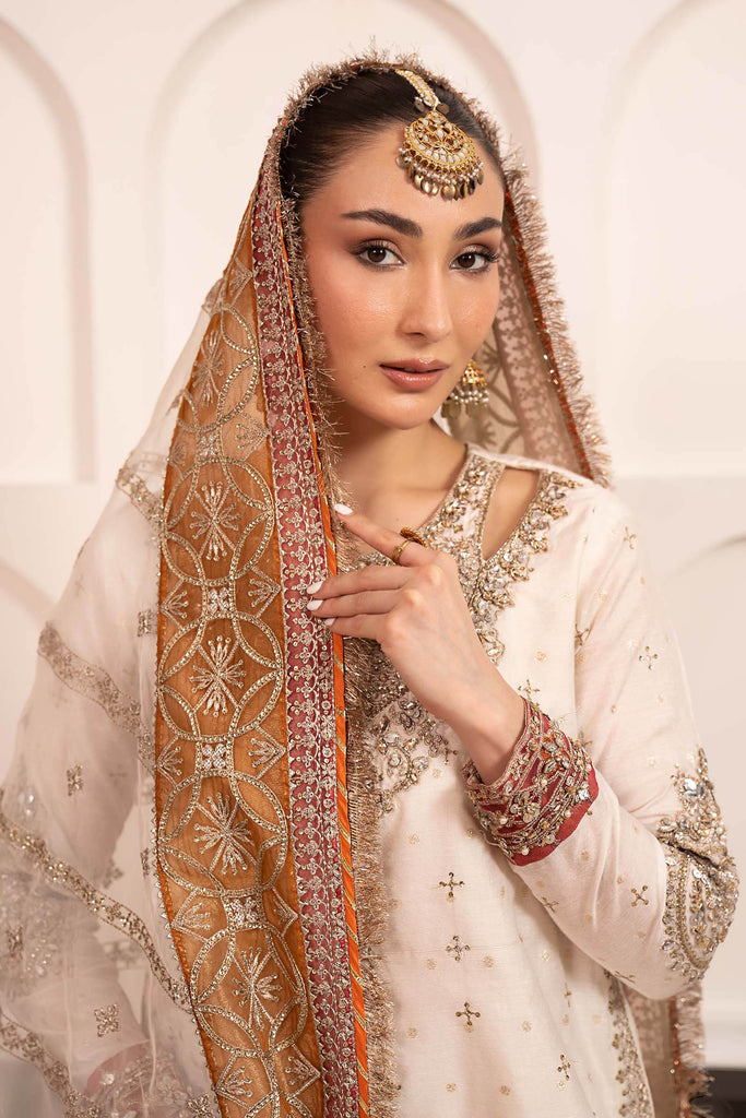 Cotton Lurex 3 Piece Embroidered Suit - Off White