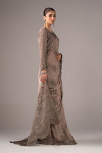 Load image into Gallery viewer, Embroidered Chiffon Saree with Blouse and Petticoat – Grey