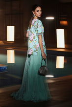 Load image into Gallery viewer, 3 Piece Embroidered Net Suit in Ferozi