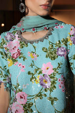 Load image into Gallery viewer, 3 Piece Embroidered Net Suit in Ferozi