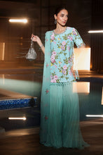 Load image into Gallery viewer, 3 Piece Embroidered Net Suit in Ferozi