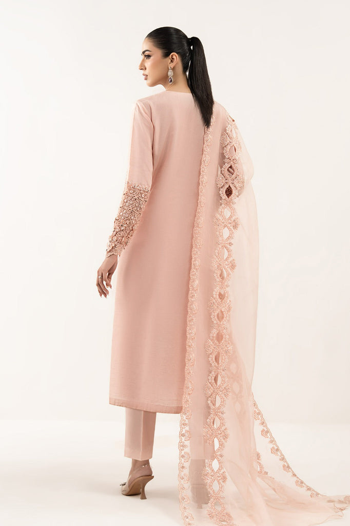 Maria.B 3 Piece Embroidered Raw Silk Suit – Pink