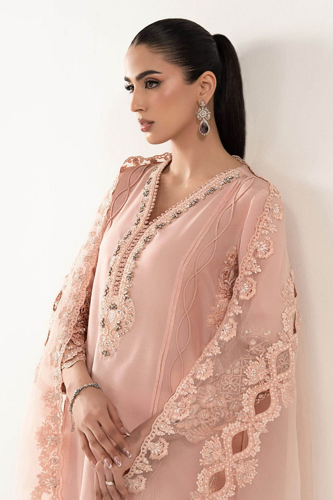 Maria.B 3 Piece Embroidered Raw Silk Suit – Pink