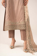 Load image into Gallery viewer, 3 Piece Embroidered Raw Silk Suit for Women – Coffee Brown