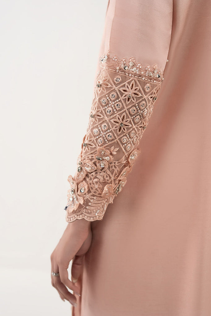 Maria.B 3 Piece Embroidered Raw Silk Suit – Pink